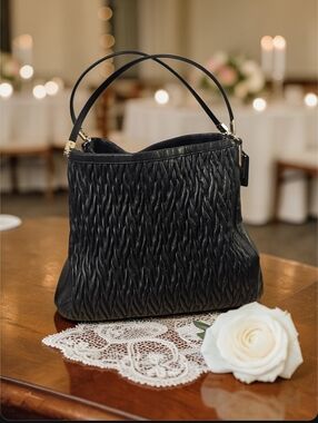 COACH Pheobe Madison With Twisted Leather Black Shoulder Bag 25260